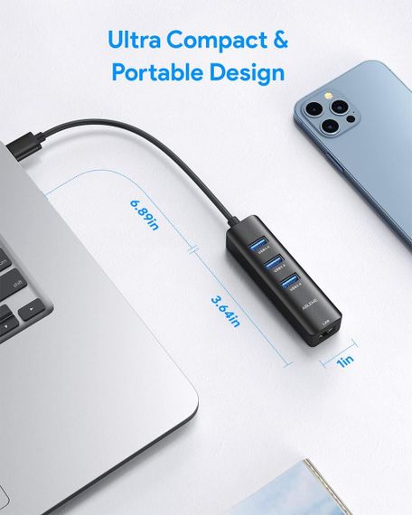 Мережевий адаптер USB, дротовий мережевий адаптер, адаптер YHEMI USB 3.0 RJ45 Gigabit Ethernet Adapter | Зображення 2