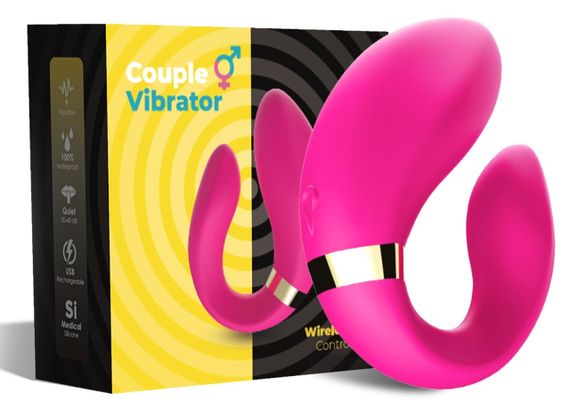 Вибромассажер для пар Boss Series с пультом ДУ - Couple Vibrator Pink USB 9 Function, BS5200030 sexstyle
