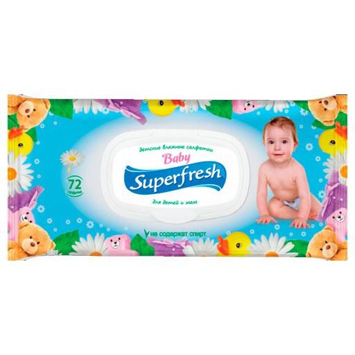 Вологі Серветки Superfresh Для Дітей І Мам, З Клапаном 72 Шт (4820048488044)