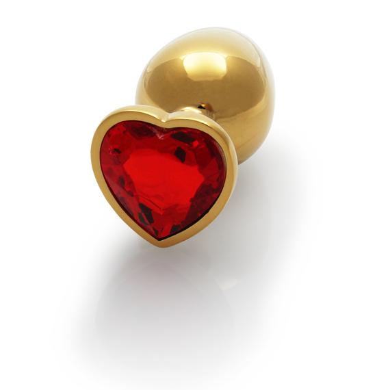 Анальна пробка - Ouch! Metal Butt Plug Medium Gold/Ruby Red Sex Aura | Зображення 2
