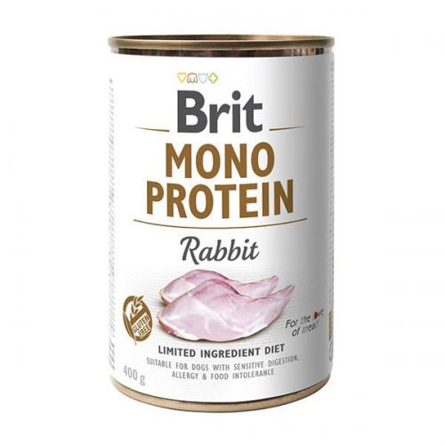 Влажный корм Brit Mono Protein для взрослых собак с кроликом 400г*6шт