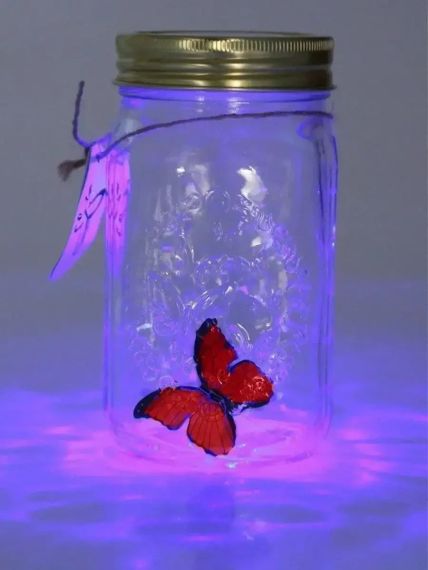 Декоративный ночник Бабочка в банке Butterfly Интерактивная порхающая бабочка в банке с подсветкой | Зображення 1
