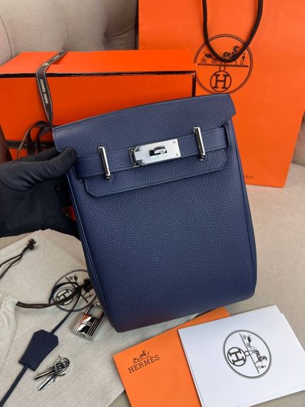 Месенджер синій Hermes Hac a Dos PM Blue c884 | Зображення 3