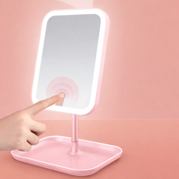 Дзеркало для макіяжу з LED-підсвіткою, від USB, LY-696/Дзеркало на ніжці/Дзеркало косметичне | Зображення 2