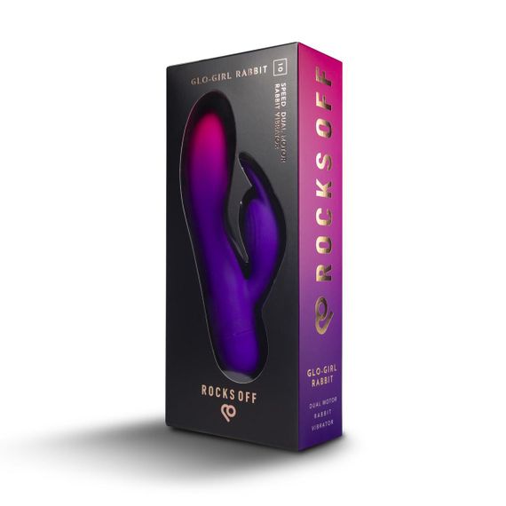 Вибратор-кролик Rocks Off Glo Girl – Rabbit, 2 мотора, 10 режимов, на батарейках sexstyle | Зображення 6