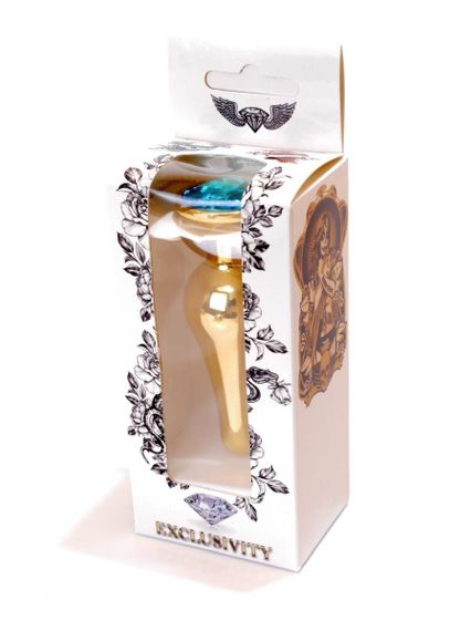 Анальна пробка - Jewellery Gold Long Plug Light Blue Sex Aura | Зображення 8