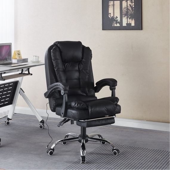 Крісло офісне з масажем та підставкою для ніг Bonro Бонро B-6071 чорне (42412123) | Зображення 9