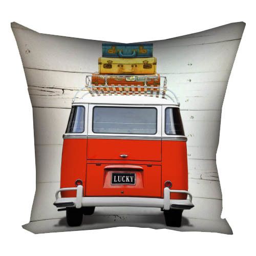 Подушка габардинова з принтом Volkswagen travel 40x40 (4P_VOL041)