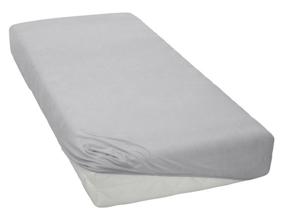 Простынь 140х200+25см трикотаж на резинке Серая