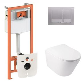 Набір Qtap Nest 4 в 1 підвісний унітаз Swan Ultra Quiet 485x360x320 + комплект інсталяції QT16335179W45149
