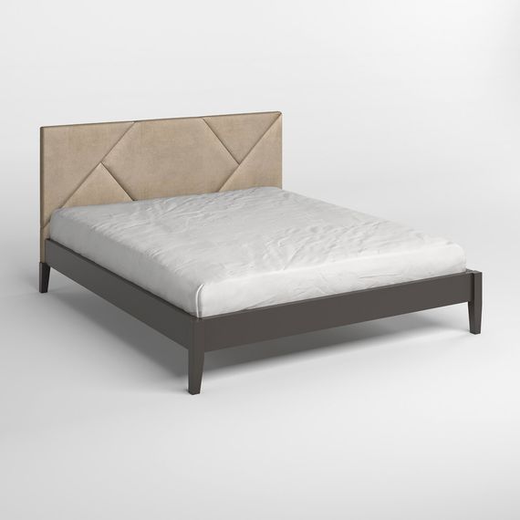 Двоспальне дерев'яне ліжко Mebigrand Нью-Йорк ДК Графітовий (RAL9011)/Аляска 23 (Бежевий) 180х190 см (MBG-10213) | Зображення 1