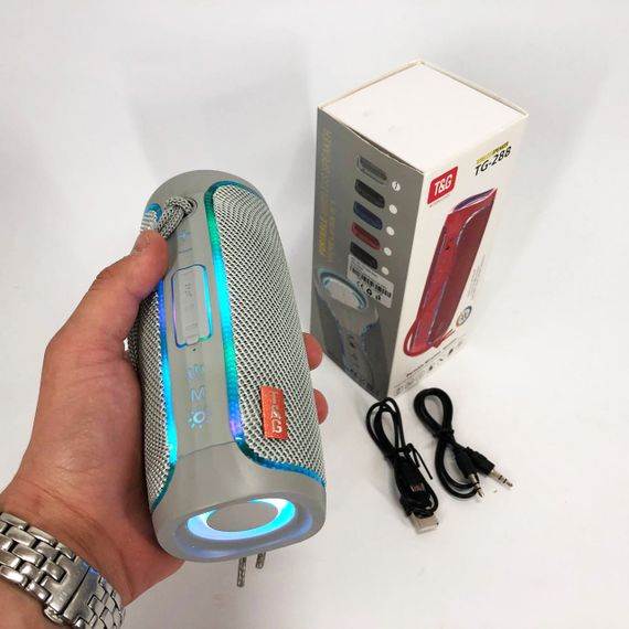 Портативна колонка Bluetooth з LED підсвічуванням TG288, акумуляторна колонка для музики. Колір: сірий | Зображення 5