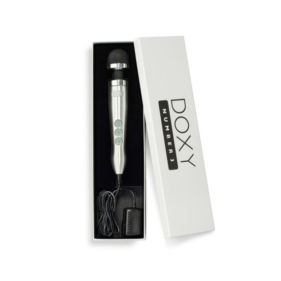 Вібромасажер DOXY Number 3 Silver, дуже потужний, живлення 220В, металевий корпус Sex Aura | Зображення 3