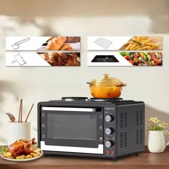 Електродуховка настільна 40л 4600Вт Sokany SK-10029 Чорна