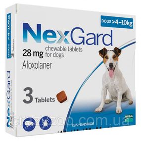 Таблетка от блох и клещей NexGard для собак от 4 до 10 кг