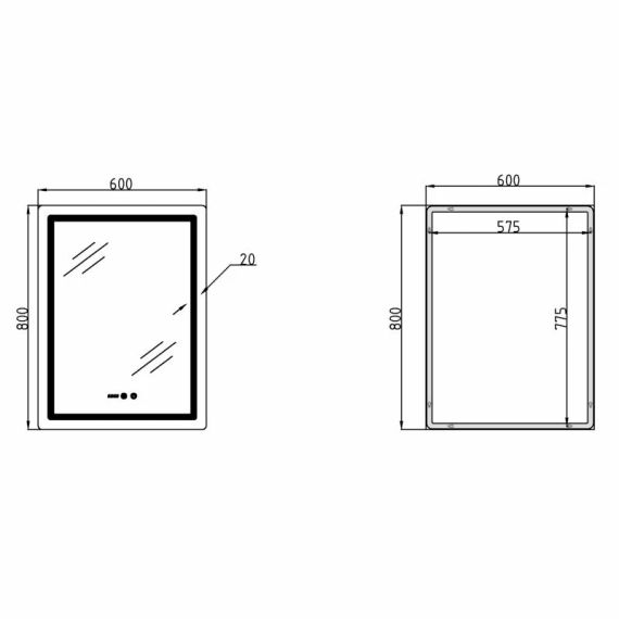 Зеркало Qtap Mideya (MI2) 600х800 с часами, с LED-подсветкой Touch, с антизапотеванием, диммером, рег. яркости | Зображення 1