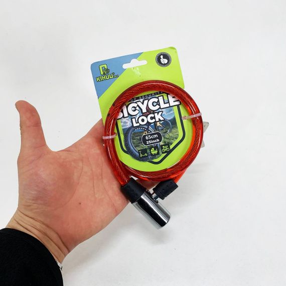 Замок велосипедний 185, 12*65 тросовий, 2 ключі. Колір: червоний HX-73 | Зображення 3