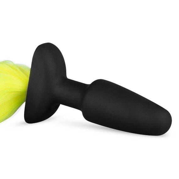 Анальна пробка з хвостом Silicone Butt Plug With Tail - Yellow Sex Aura | Зображення 1