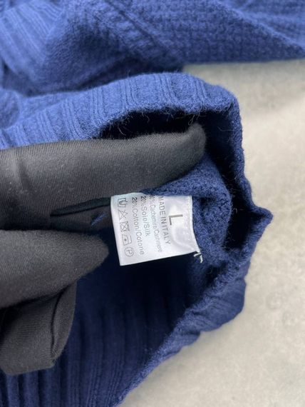 Светр Loro Piana синього кольору з імітацією в'язання sg288 | Зображення 3