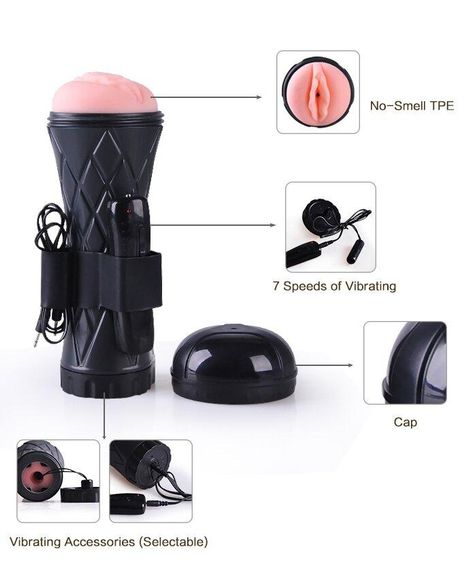Вагіна - мастурбатор із вібрацією Boss Series: Vibrating Vagina cyber skin - Latarka, BS6000025 Sex Aura | Зображення 5
