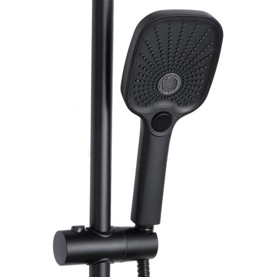 Душевая система универсальная Qtap Gemini на три потребителя (с изливом) QTGEM111BLM45686 Black Matt | Зображення 3