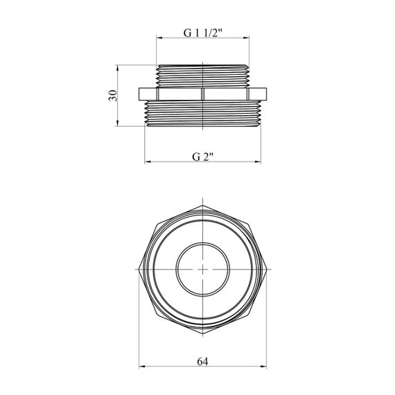 Ніпель перехідний STA 2"х1 1/2" ЗЗ латунний | Зображення 1