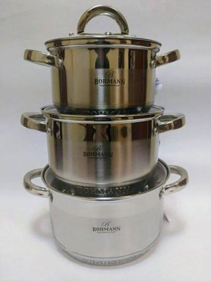 Универсальный набор кастрюль с крышками Bohmann BH-0714 из нержавеющей стали 6 предметов | Зображення 4