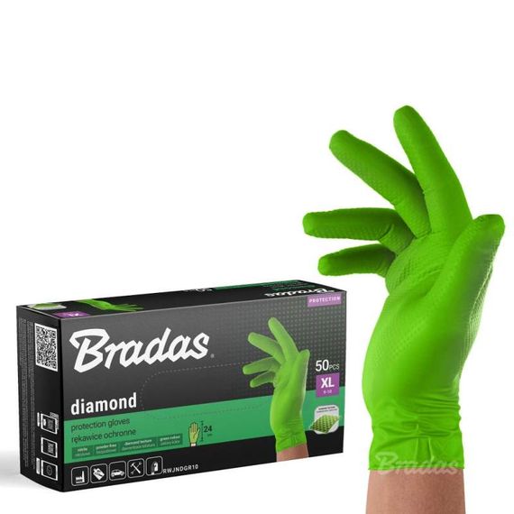 Захисні рукавички Bradas DIAMOND, нітрилові, XL розмір 9-10, зелені, (RWJNDGR10) | Зображення 1