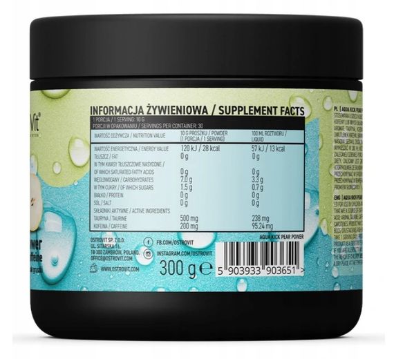Передтренувальний комплекс Ostrovit Aqua Kick Pear Power 300g (Pear) | Зображення 1