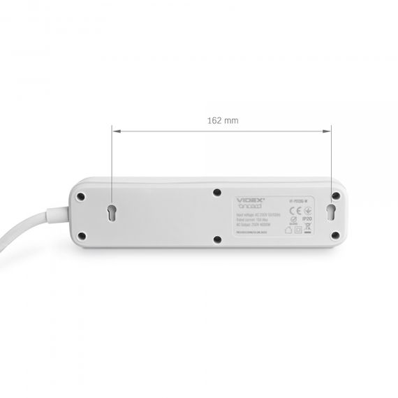 Мережевий подовжувач VIDEX ONCORD з/з 3п 3м (3x1.5мм) з кнопкою White | Зображення 5