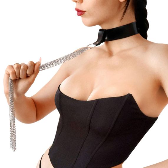 Сексуальний чокер з ланцюгами Art of Sex - Stormy chain and leather Sex Aura