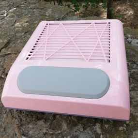 Настольная маникюрная вытяжка Simei 858-8 с многоразовым HEPA фильтром, розовая