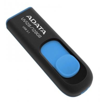 USB флеш накопичувач ADATA 128GB UV128 Black/Blue USB 3.1 (AUV128-128G-RBE) | Зображення 2