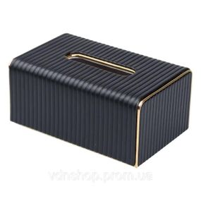 Салфетница из эко кожи 21.5х13х9 см органайзер для кафе и ресторанов Черный HP-3-203B