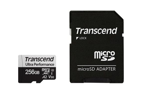 Карта пам'яті Transcend microSD 256GB C10 UHS-I U3 A2 R160/W125MB/s + SD (TS256GUSD340S) | Зображення 1