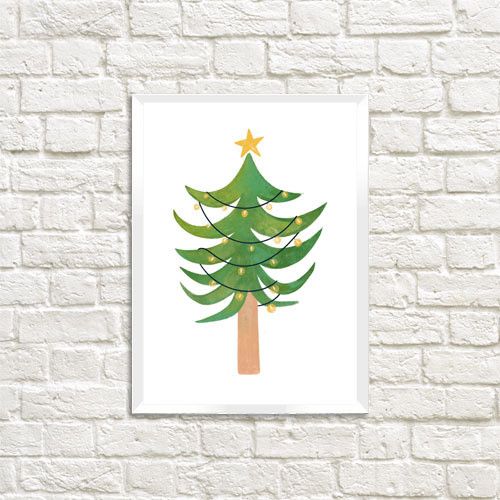 Постер в рамці Ялинка з гірляндою 30x42 см, A3 (WMT3_23NG008_WH)