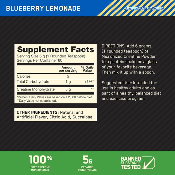 Creatine Micronized Powder 360 g (Blueberry Lemonade) | Зображення 1