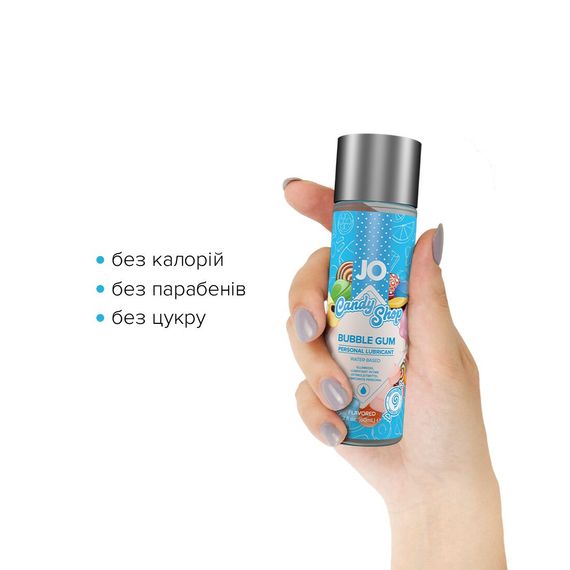 Лубрикант на водній основі JO H2O — Candy Shop — Bubblegum (60 мл) без цукру та парабенів | Зображення 1