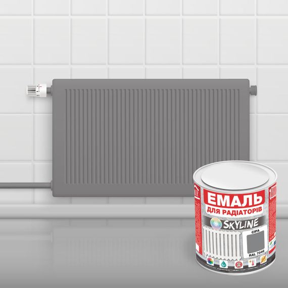 Эмаль Для Радиаторов акриловая термостойкая глянцевая SkyLine 0.75 л Серая RAL 7046 | Зображення 1