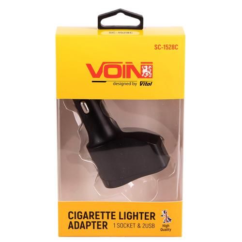 Подовжувач прикурювача VOIN 1 вихід + 2USB 2400mA 12/24V SC-1528С | Зображення 1