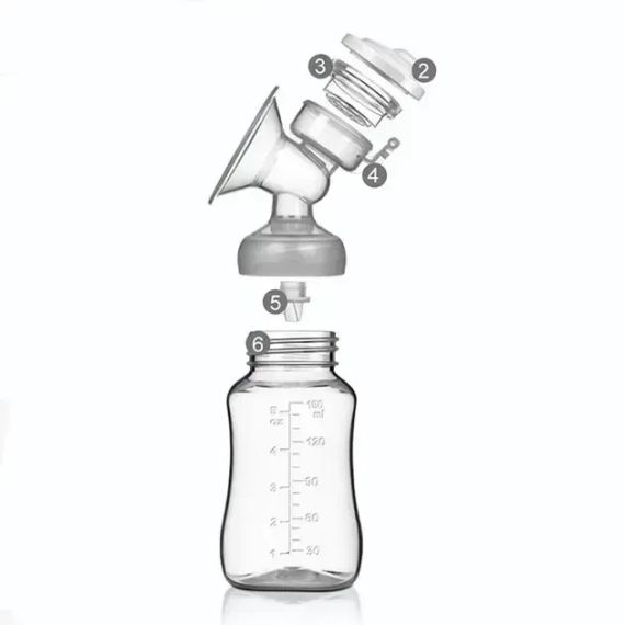 Електричний подвійний масажний молоковідсмоктувач Kinder Goods в комплекті з 2 пляшками для молока + соска, USB | Зображення 6