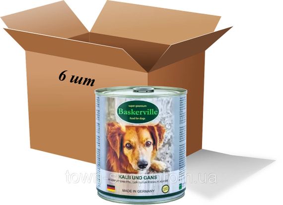 Влажный корм для собак Вaskerville Телятина и мясо гуски, 800 г ( 6 шт. упаковка)