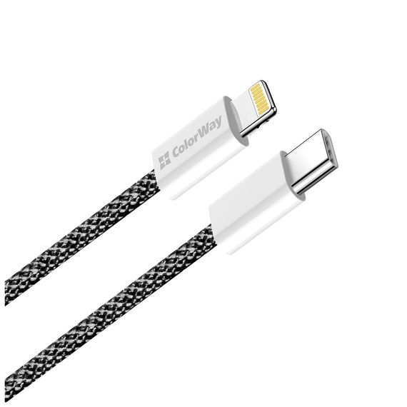 Дата кабель USB-C to Lightning 2.0m (PDF Fast Charging 27W) black ColorWay (CW-CBPDCL068-BK) | Зображення 2