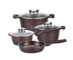 Набір посуду з мармуровим антипригарним покриттям Higher Kitchen НК-315 Brown