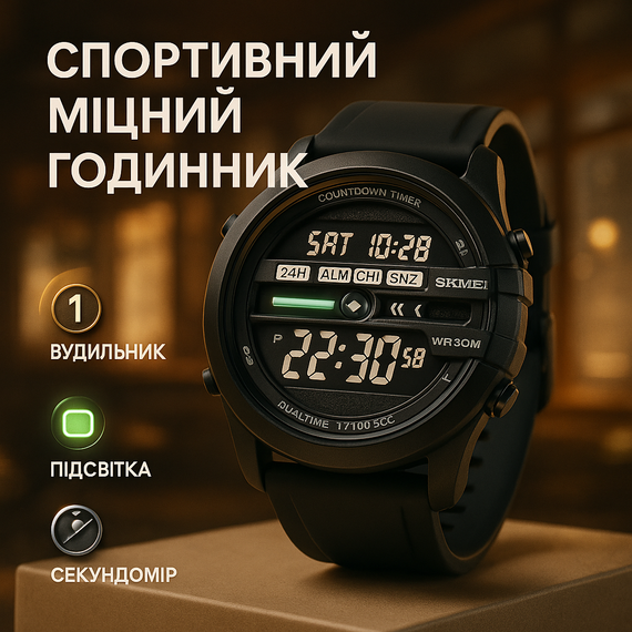 Бюджетний спортивний годинник, Чоловічий годинник з пластиковим ремінцем спортивний спорт NK-66