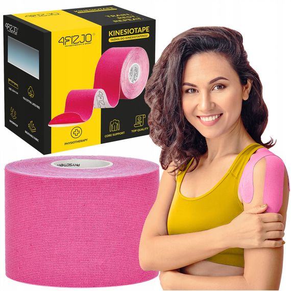 Стрічка кінезіологічна (кінезіо тейп) 4FIZJO 5 см x 5 м 4FJ0540 Pink (P-5907739316004)