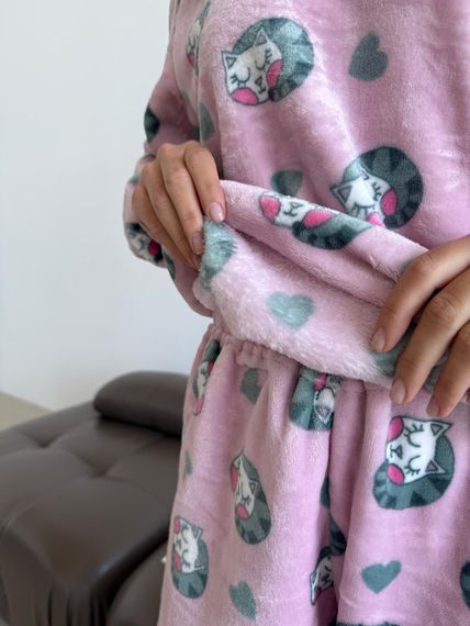Домашня тепла жіноча піжама COSY Мяу-Лав з велсофта | Зображення 2