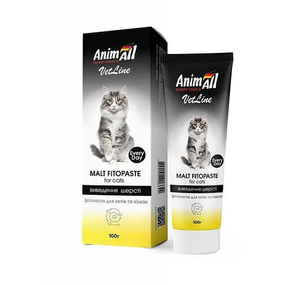 Фитопаста AnimAll VetLine для выведения шерсти у кошек, 100г
