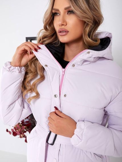 Куртка з поясом, арт. 332, біло рожевий