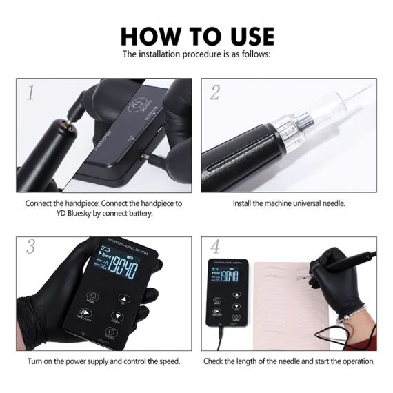 Тату машинка для перманентного макіяжу татуажу з сенсорним дисплеєм, 10 голок, для брів, очей, губ, голка-дюза | Зображення 7